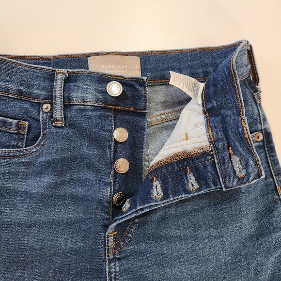 Everlane High Rise Slim Straight Cigarette Jean Blue Denim Button Fly Women's 26 - Picture 3 of 10
